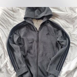 Adidas Men's Dark Gray Hoodie Jacket